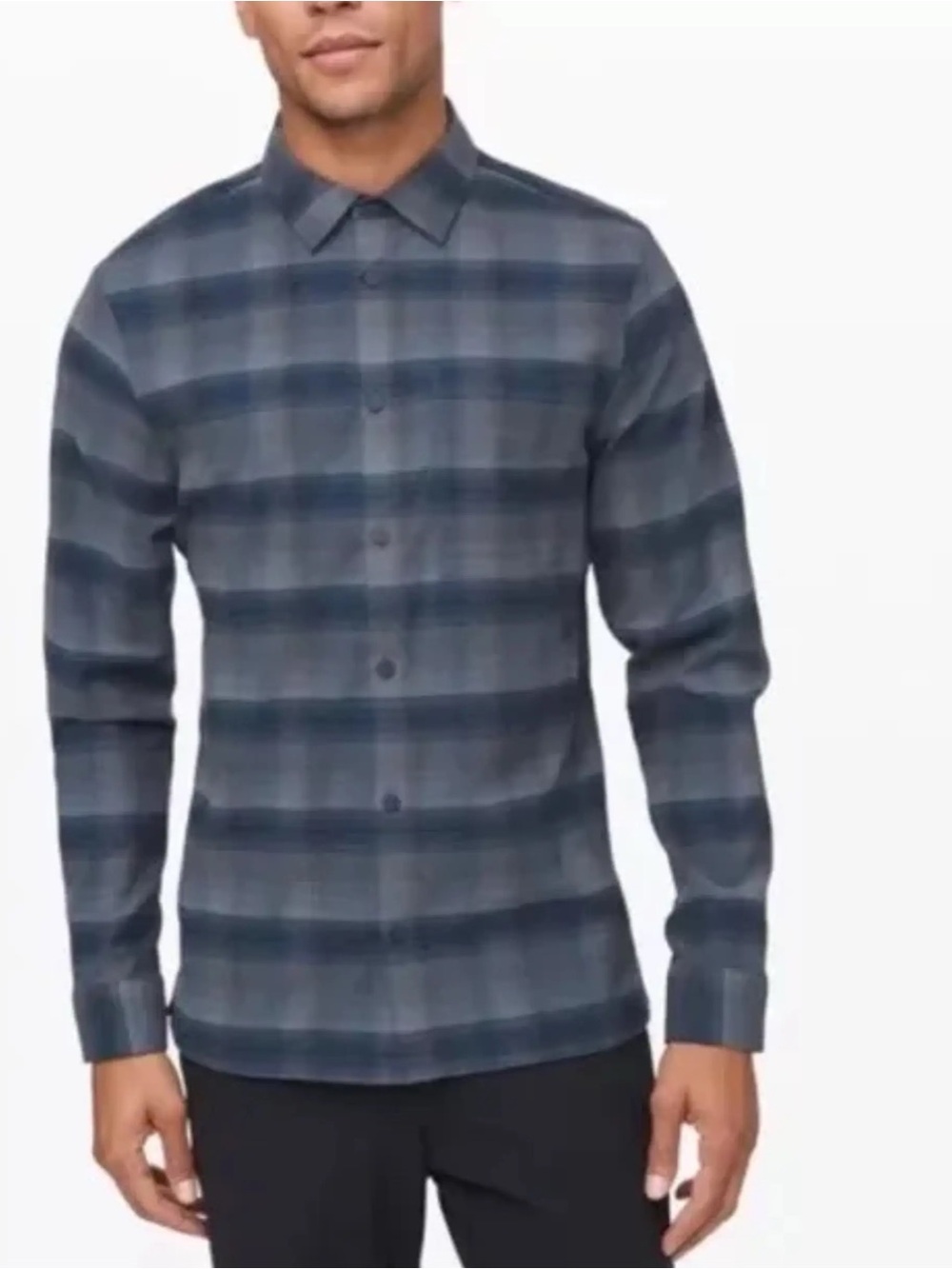 Lululemon Men's Masons Peak Blue Plaid Long-Sleeve Flannel Shirt XL